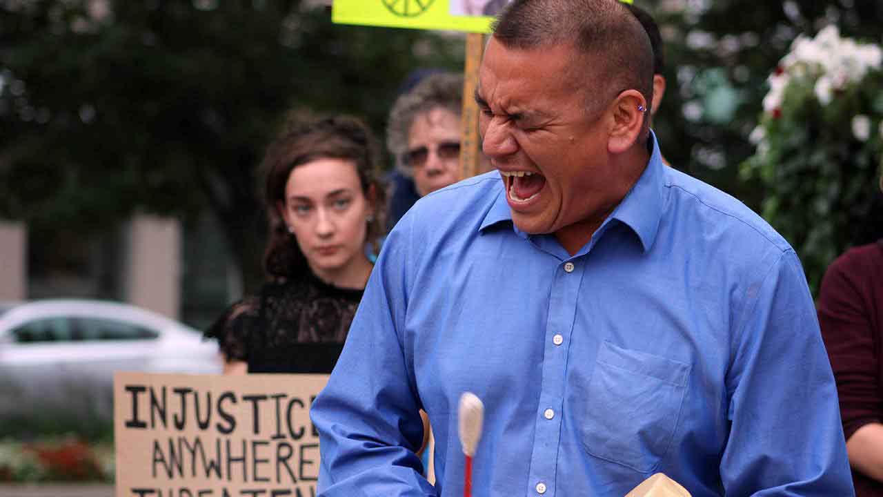 Wayne Monague spoke of Indigenous customs and his history as a soldier