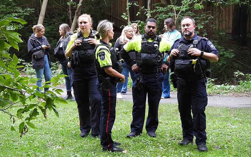 The police presence for people living in a park was truly overdone.