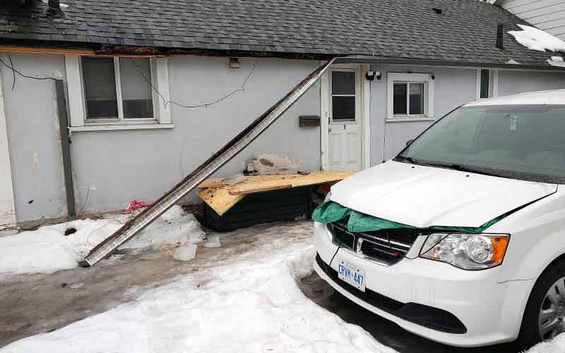 It resulted in one of the eavestroughs being pulled down.