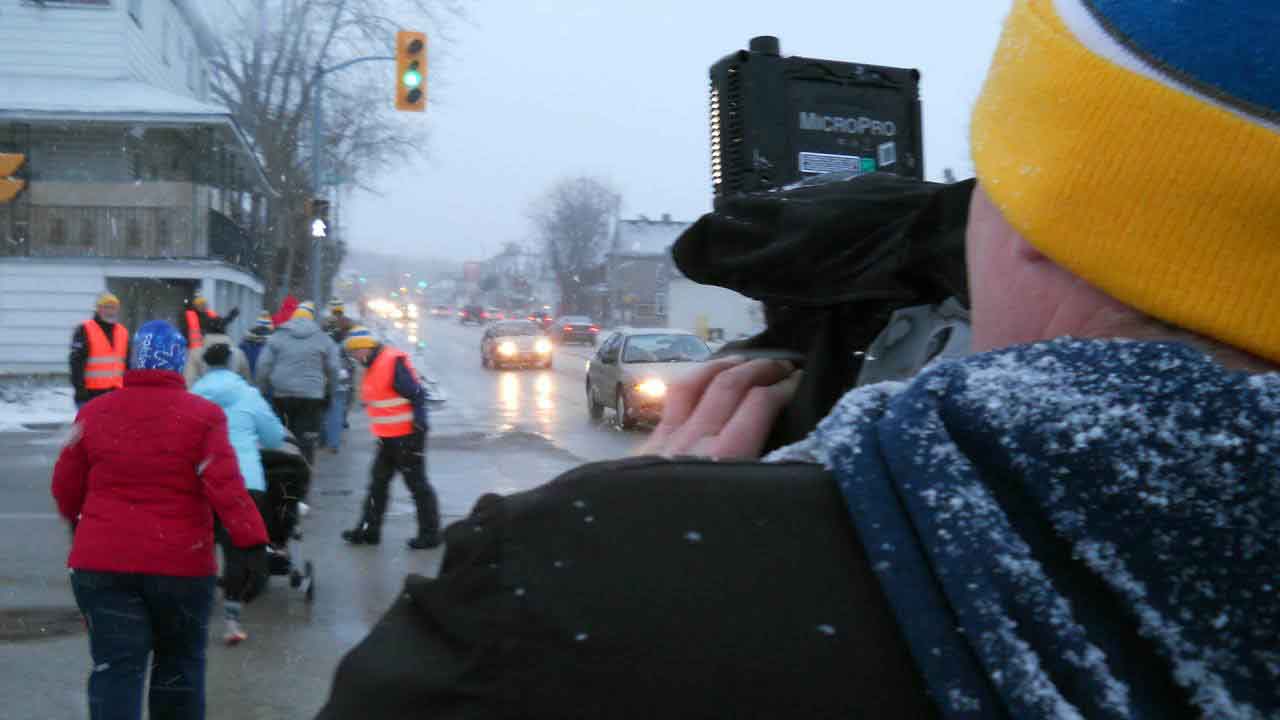 We recorded their journey as the snow fell and the wind whipped all of our faces raw