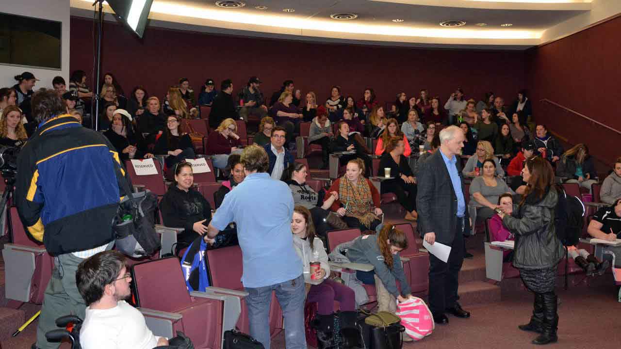 During a speech to social services students and faculty