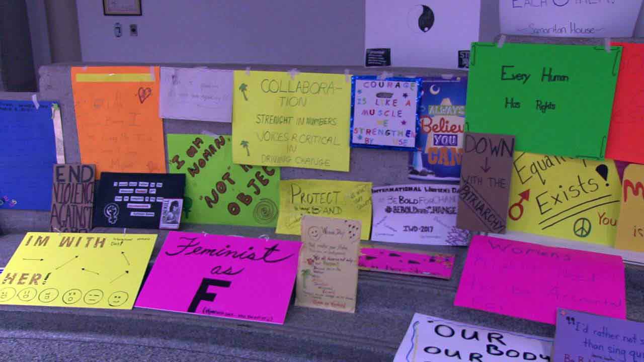 The collection of signs when posted added up to some serious wall space