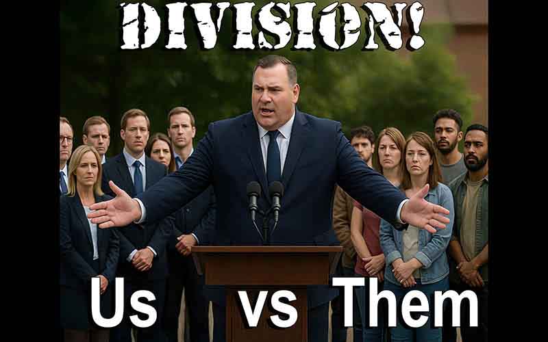 Alex Nuttall uses division to create a climate of Us and Them.