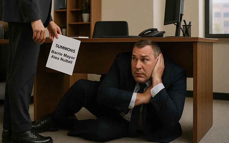 Alex Nuttall hid from a summons to testify to his actions.