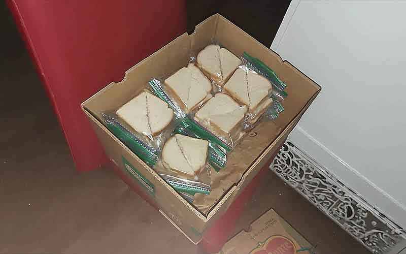 Sometimes the food donations are simple . . . 