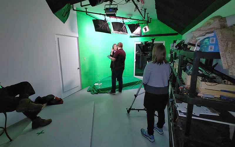 Our large studio area pulls double duty these days, . . . 