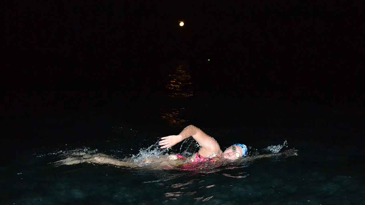 An almost full moon provided some light to show the way