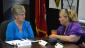 Here Sharon, of the Krasman Centre, peer counselling, confers with Colette of My Sister’s Place women’s shelter.